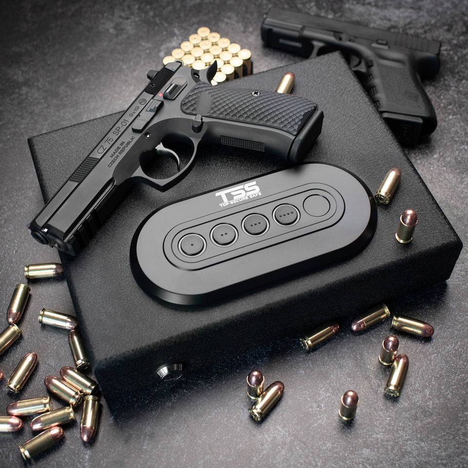 Gun Safe Box Lock Biometric Pistol Vault Firearm Security Key Pad Manual Locks [California DOJ Certified]