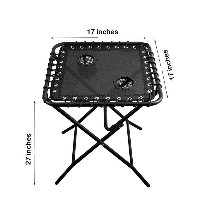 Outdoor Side Table Patio Folding Heavy Duty Coffee Table with Cup Holders for Picnic Outdoors
